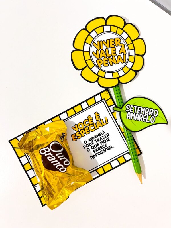Lembrancinha Lápis Girassol – Setembro Amarelo - Imagem 3