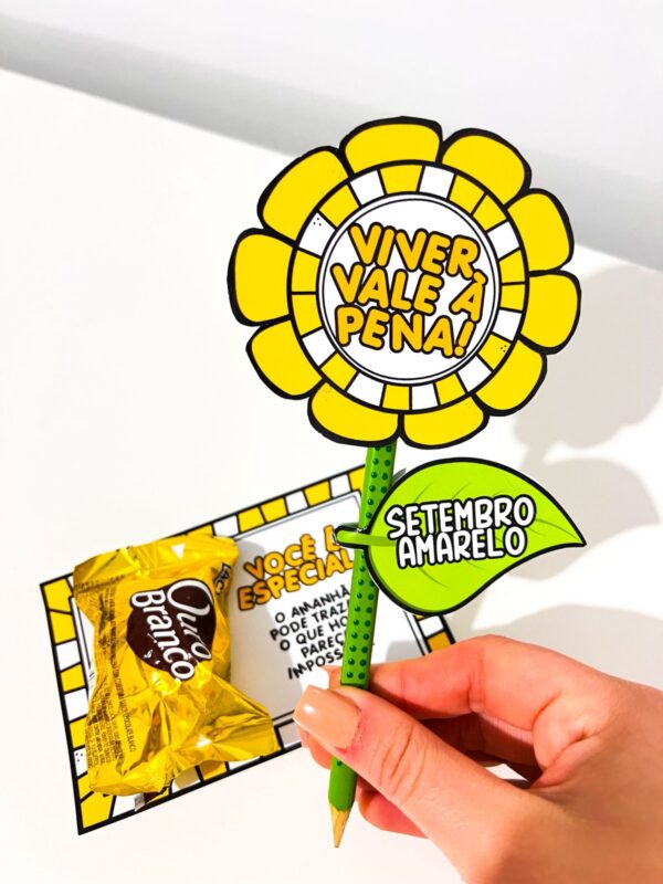 Lembrancinha Lápis Girassol – Setembro Amarelo - Imagem 4