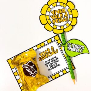 Lembrancinha Lápis Girassol – Setembro Amarelo